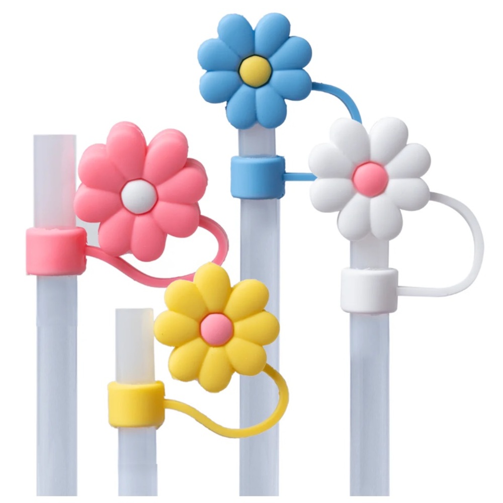 Flower Straw Toppers - Multi Color (6 Pack)
